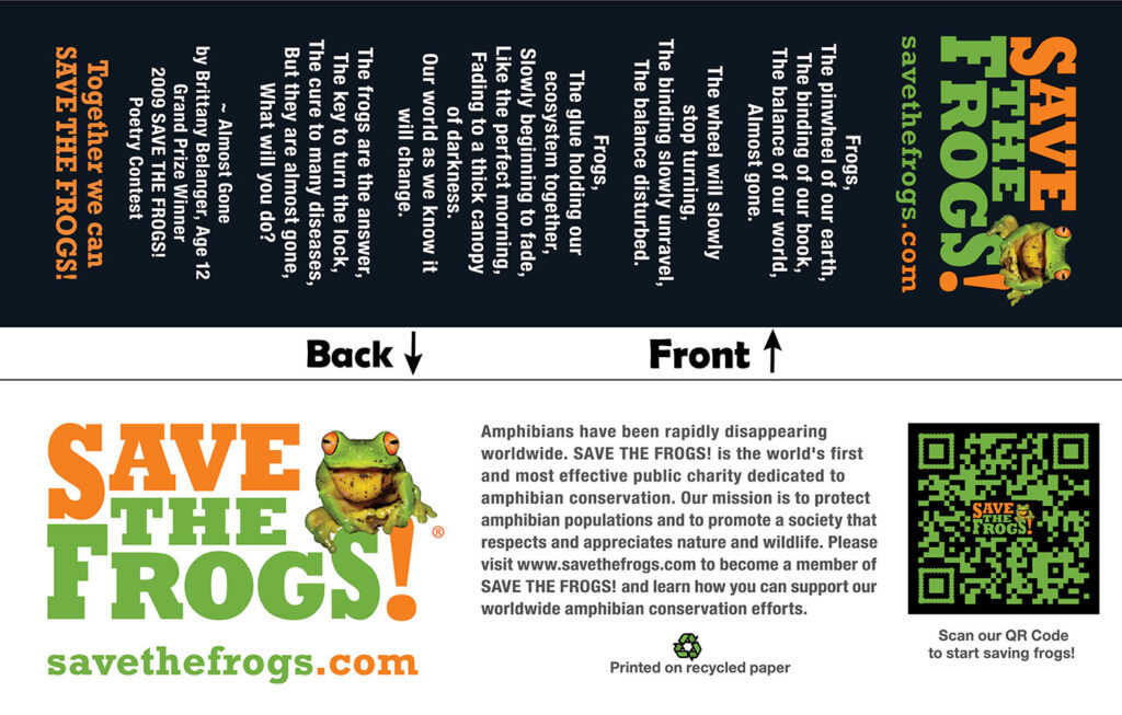 Bookmarks Save The Frogs Front And Back 1400 1