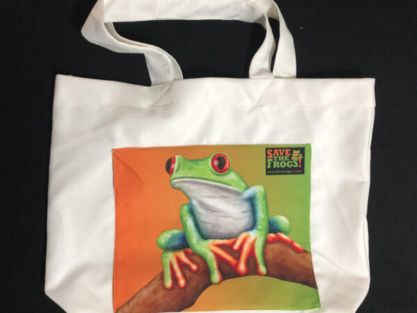Холщовая большая сумка Зеленый Оранжевый Save The Frogs 1 1400 1