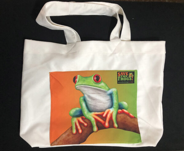 Холщовая большая сумка Зеленый Оранжевый Save The Frogs 1 1400 1