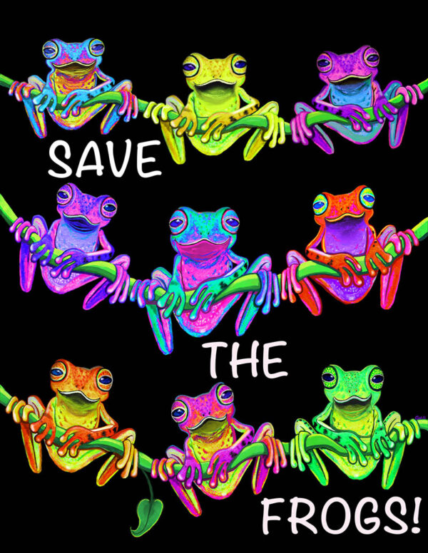 尼克古斯塔夫森 800 1 葡萄藤上的彩色青蛙衬衫艺术