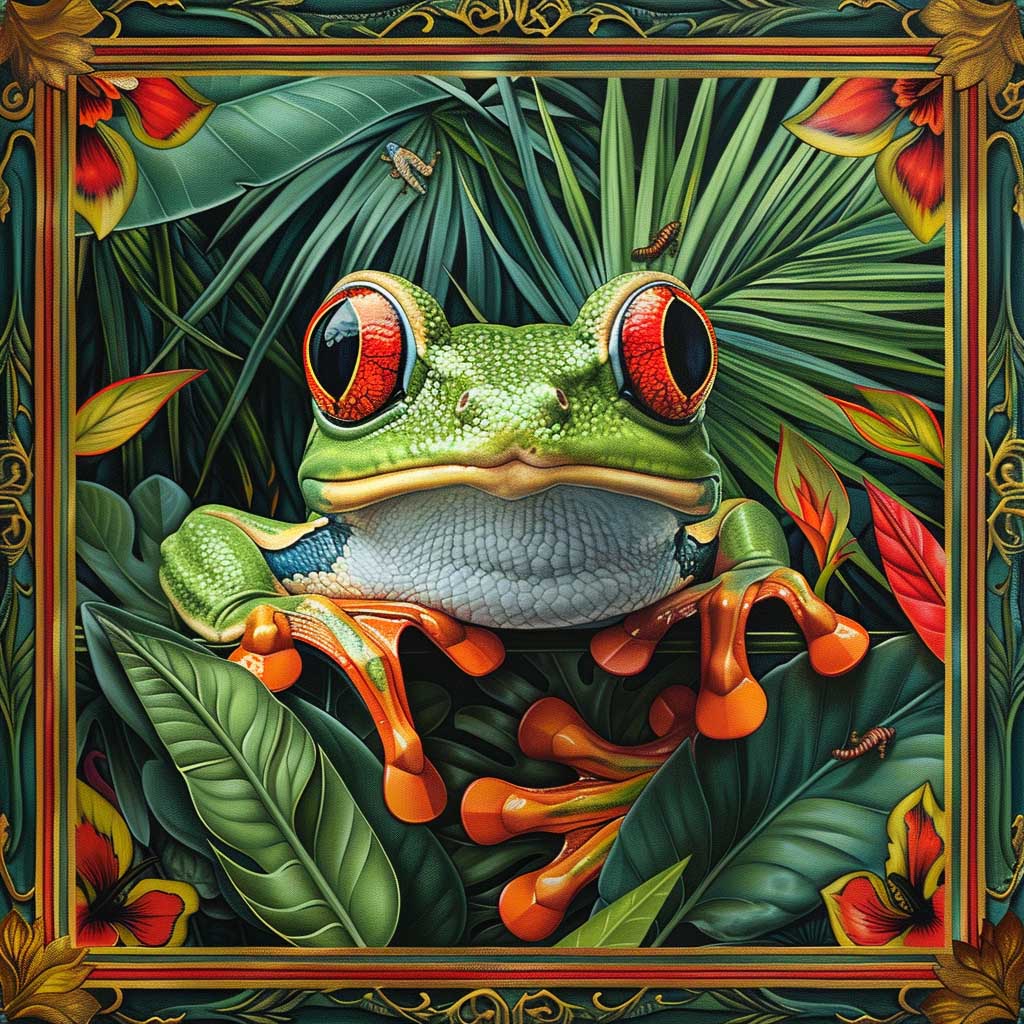 Художественная лягушка в рамке - Керри Кригер Midjourney