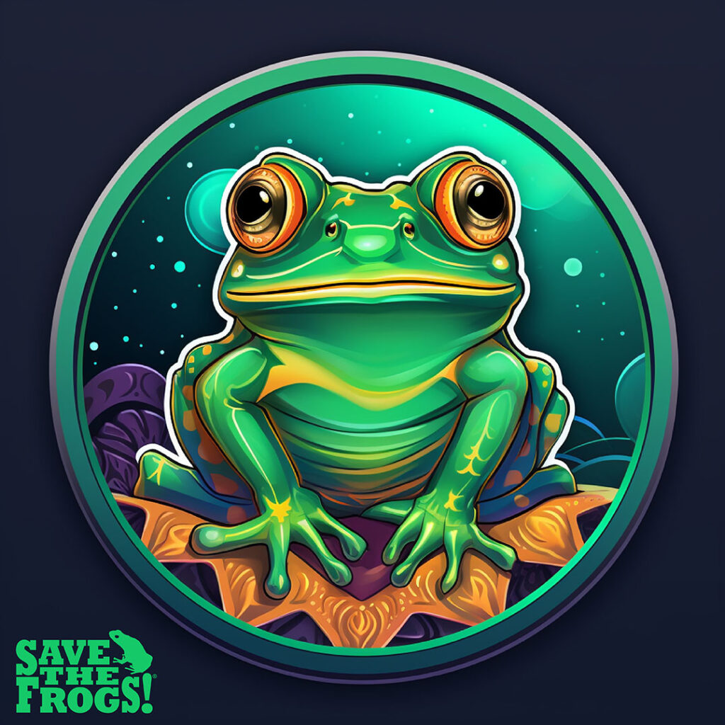Frog In Space Sticker Kerry Kriger Midjourney Art