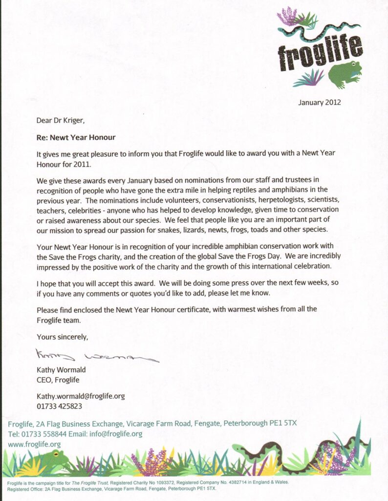 FrogLife-Letter-Newt-Year-Honours-2011-Kerry-Kriger