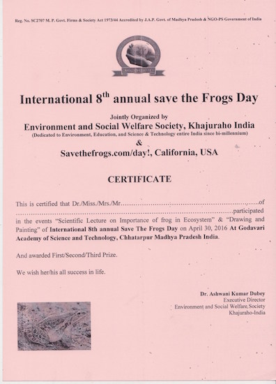 Save The Frogs Day 2016 in Chhatarpur, Madhya Pradesh