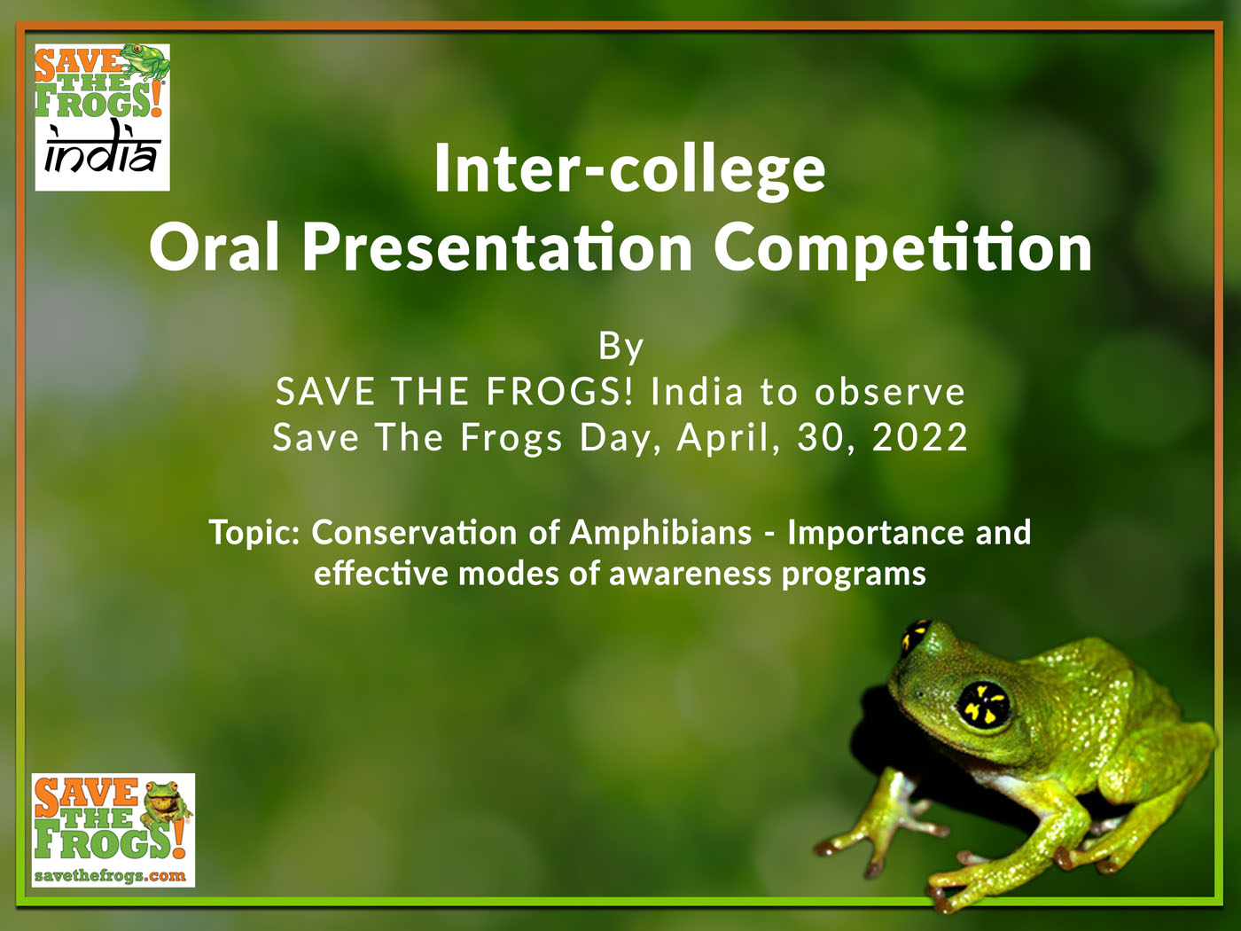 India - Save The Frogs Day Kolkata 2022 - Banner