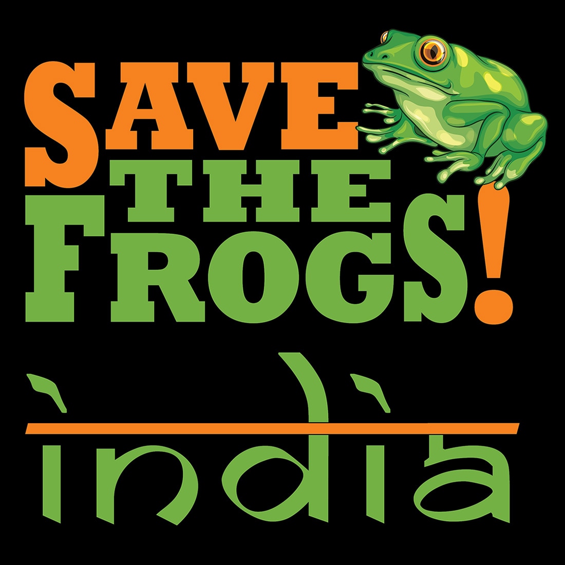 SAVE THE FROGS! India logo GREEN black
