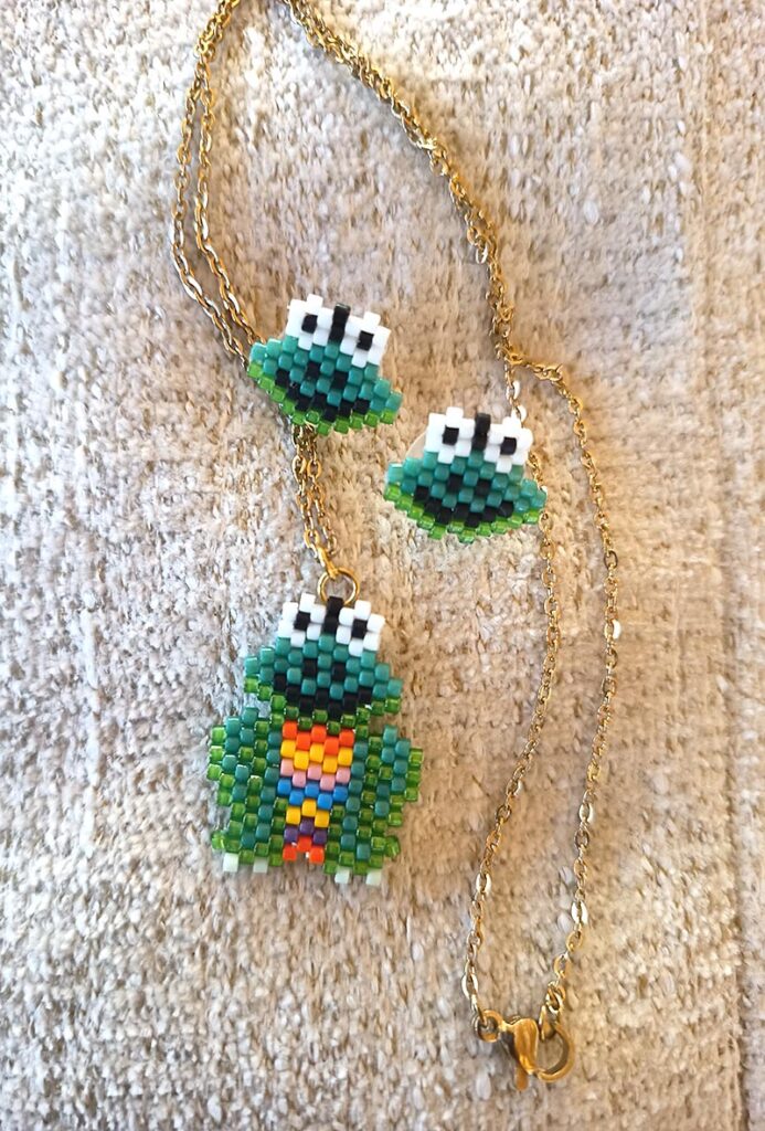 Ожерелье и серьги-кольца - Tall Frog With Colors - Collar y aretes - rana alto colores 2025 4 800