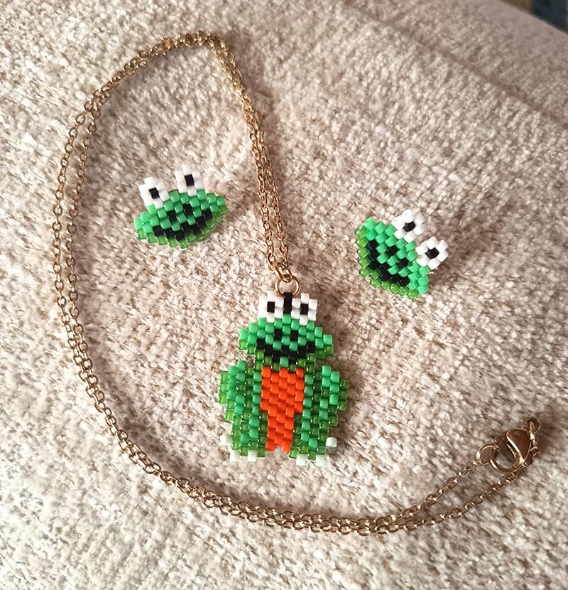 Ожерелье и серьги Rings - Tall Frog With Orange - Collar y aretes - sapito alto naranja 2025 4 800