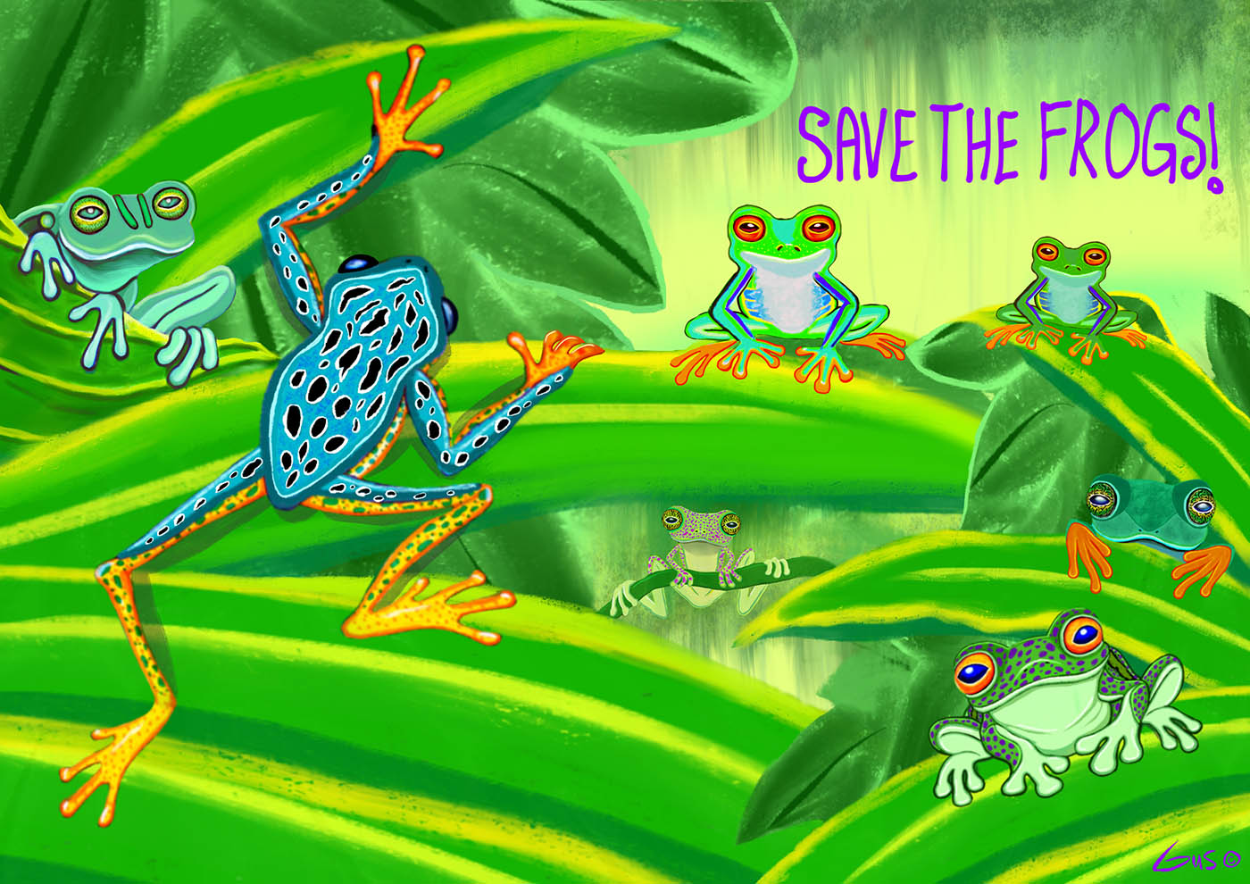 Arte de Nick Gustafson sobre uma cena da floresta tropical