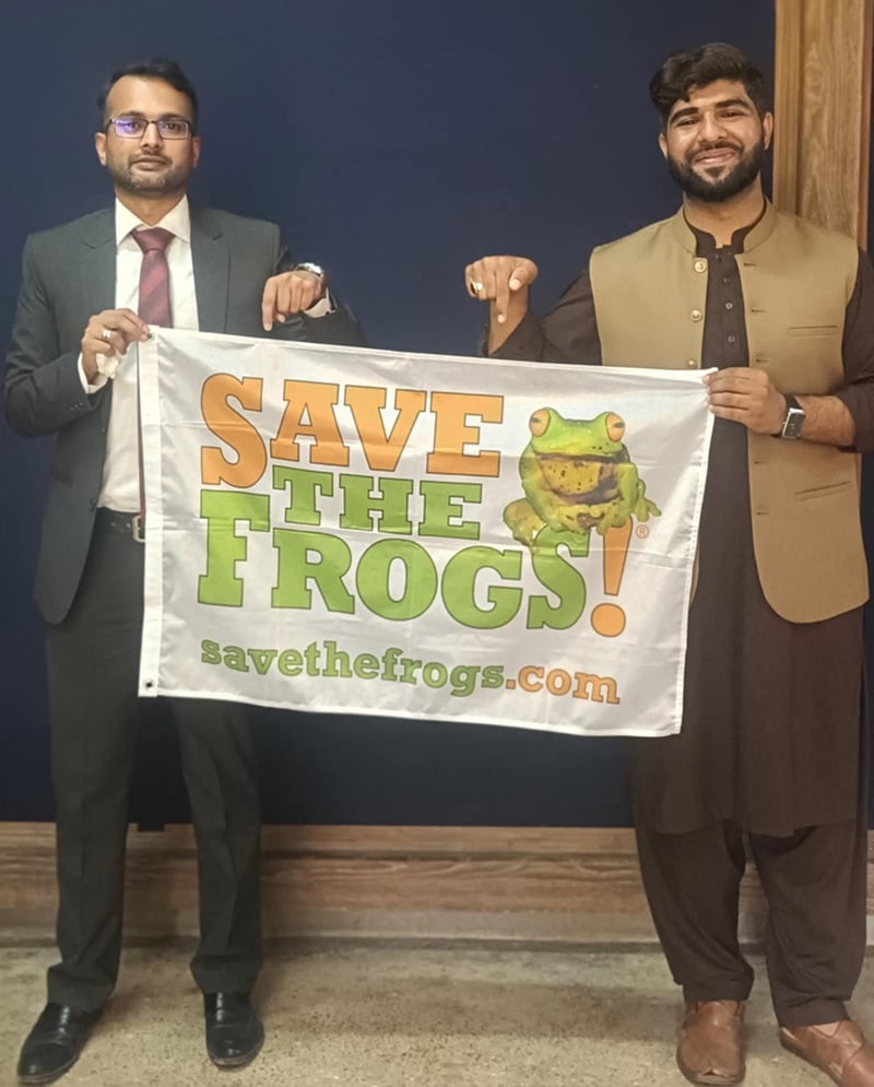 Pakistan - PMAS Arid Agriculture University Rawalpindi Save The Frogs Day 2025 - Arif Naqvi and Waseem Ahmed Flag