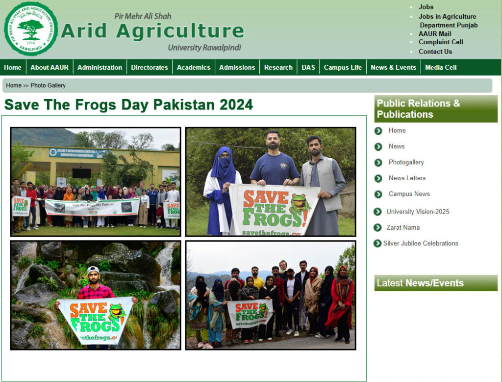 Pakistan Save The Frogs Day 2024 Web Coverage PMAS Arid University