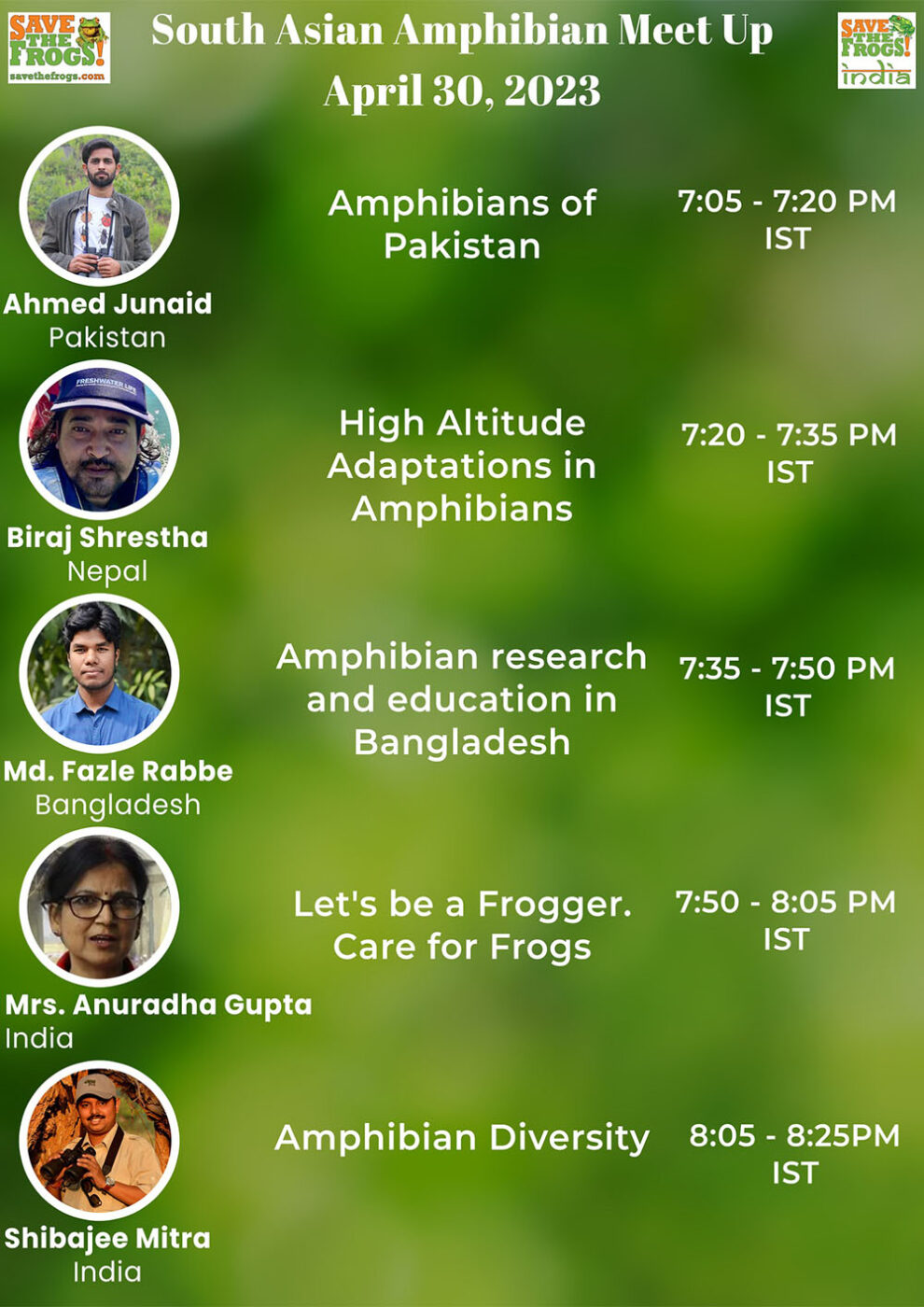 South Asia Seminar 2023-04-30 SAVE THE FROGS! India Pakistan Bangladesh Nepal