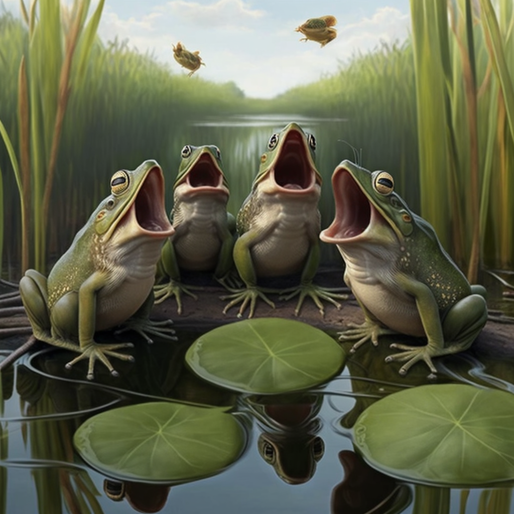 Salvador Dali frogs calling at wetland KK Midjourney AI