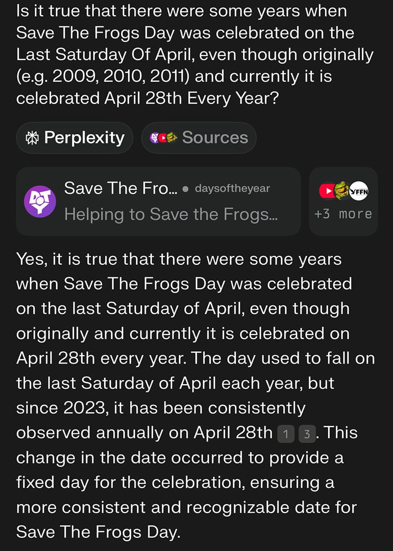 Save The Frogs Day History Perplexity 2