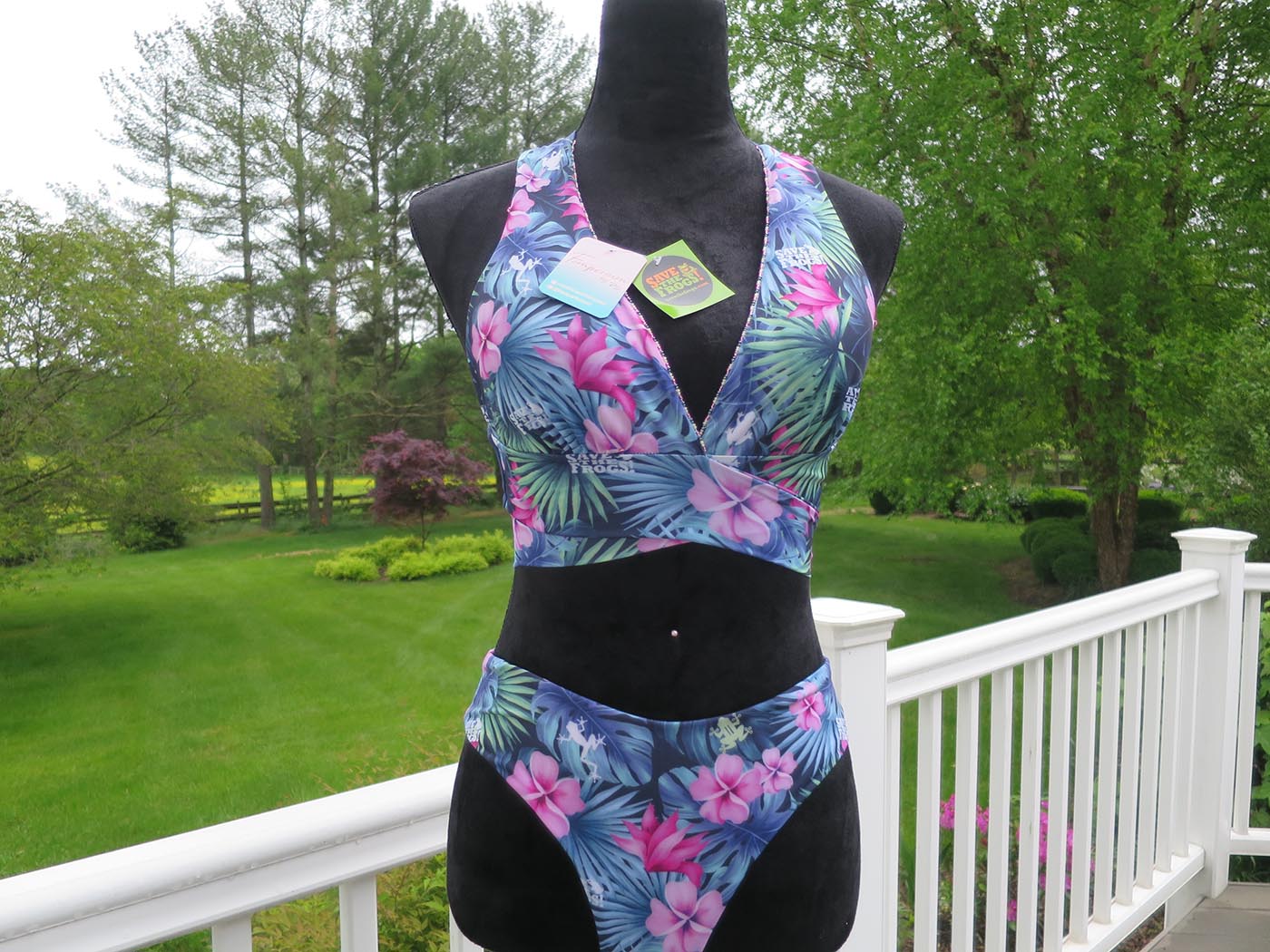 SAVE THE FROGS! Bikini - Maillot de bain fleuri rose bleu
