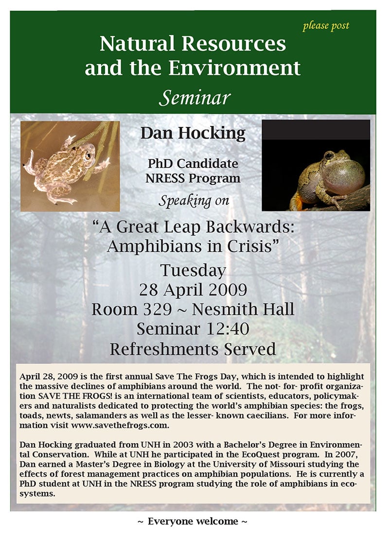 Save the frogs day 2009 unh dan hocking
