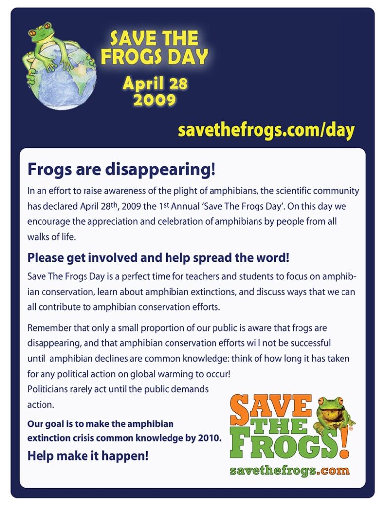 Save the frogs day flyer 800