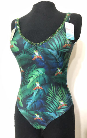 swimwear one piece rainforest frogs print save the frogs