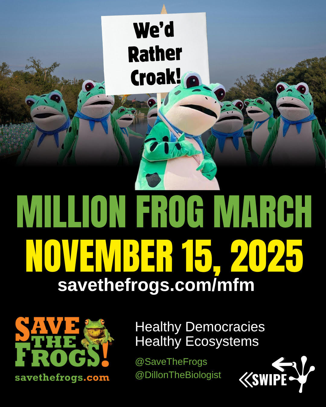 Preferiríamos grasnar, um milhão de sapos marcham, gráfico de Dillon, o Biólogo